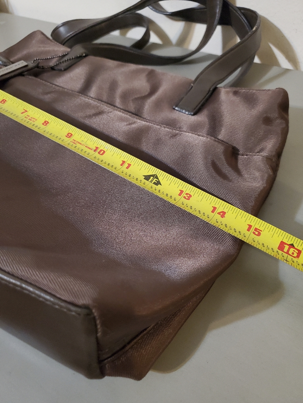 Vintage GH Bass Traveler Tote Bag Olive Green Interior Zip Top Shoulder Straps - Picture 5 of 10